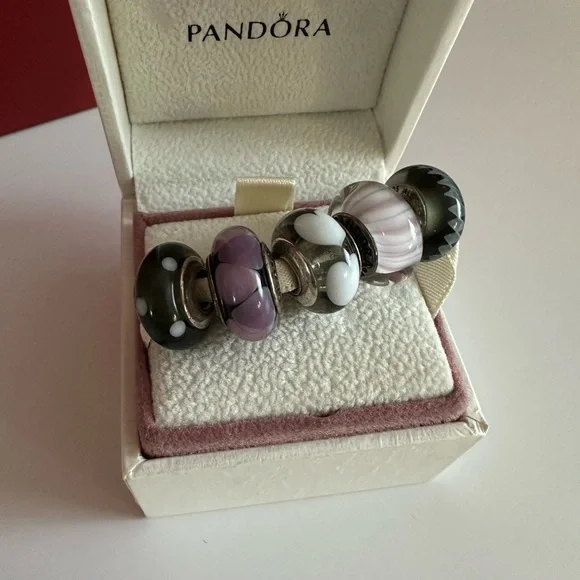 Pandora Women's 5 Murano glass charms - Picture 2 of 4